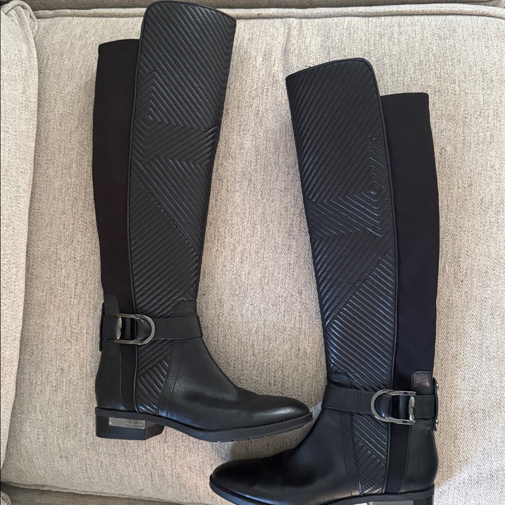 Vince Camuto Leather Pordalia Black Over the Knee Boots